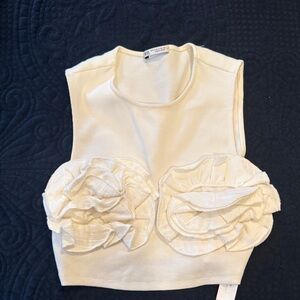 Zara Cream Crop Top with Ruffle Details